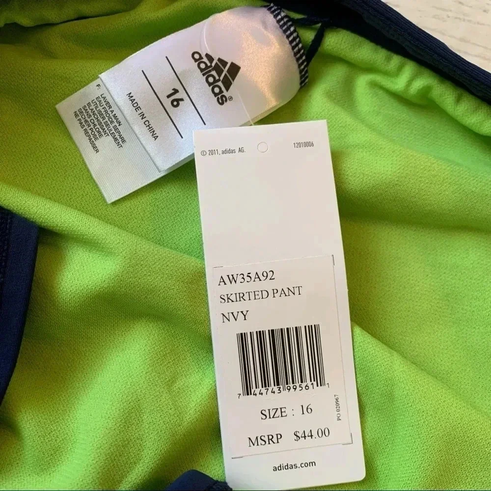 Adidas Swimsuit Skirt Bikini Bottom Navy Neon Size 16